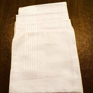 Mens White Cotton Handkerchiefs Set Of‎ 3 With Subtle Striped Pattern NWOT